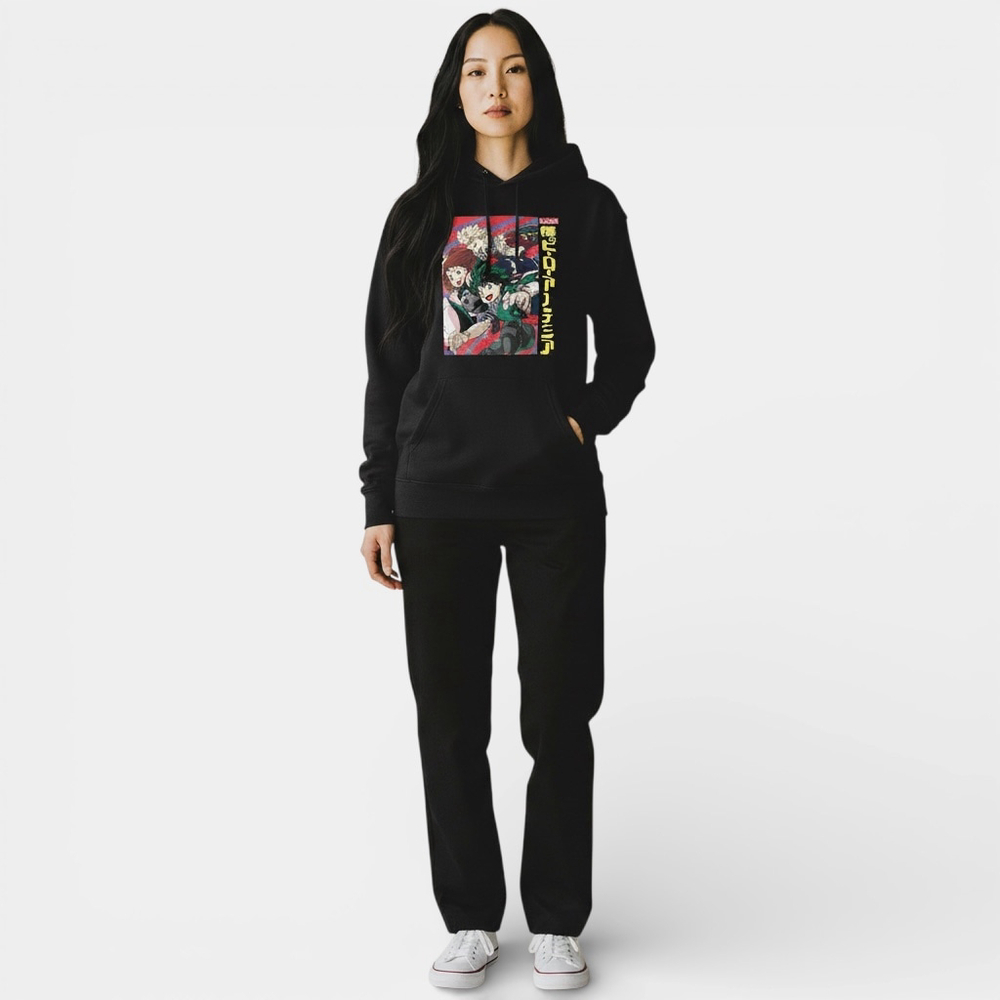 Funimation My Hero Academia Anime Black Graphic Hoodie Sweatshirt Men Size S